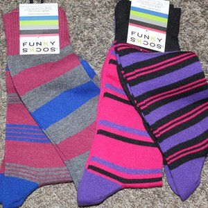 NWT Lot 2 Funky Socks stripes Multicolor 4 pair